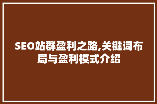 SEO站群盈利之路,关键词布局与盈利模式介绍 seo技术