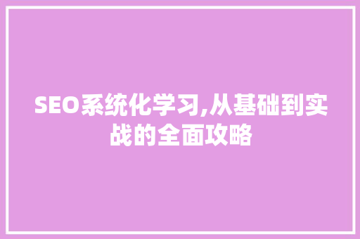 SEO系统化学习,从基础到实战的全面攻略