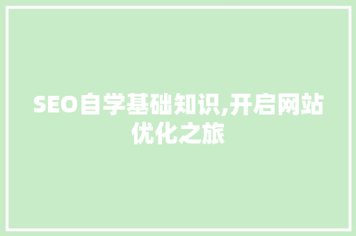 SEO自学基础知识,开启网站优化之旅