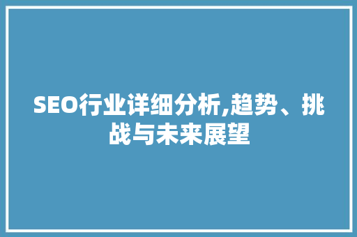 SEO行业详细分析,趋势、挑战与未来展望 小程序开发