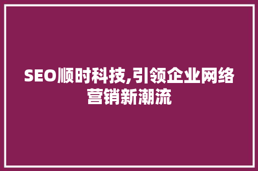 SEO顺时科技,引领企业网络营销新潮流 百度算法