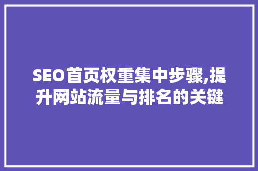 SEO首页权重集中步骤,提升网站流量与排名的关键