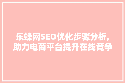 乐蜂网SEO优化步骤分析,助力电商平台提升在线竞争力