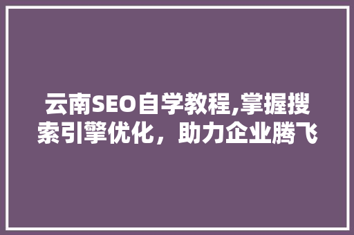 云南SEO自学教程,掌握搜索引擎优化，助力企业腾飞