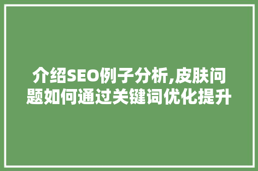介绍SEO例子分析,皮肤问题如何通过关键词优化提升网站流量