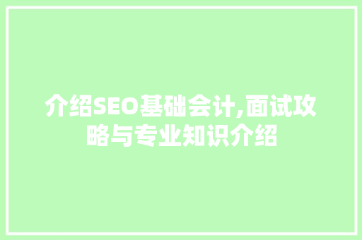 介绍SEO基础会计,面试攻略与专业知识介绍