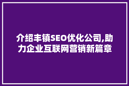 介绍丰镇SEO优化公司,助力企业互联网营销新篇章