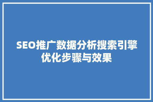 SEO推广数据分析搜索引擎优化步骤与效果