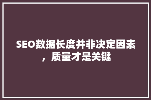 SEO数据长度并非决定因素，质量才是关键 seo技术
