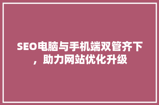 SEO电脑与手机端双管齐下，助力网站优化升级