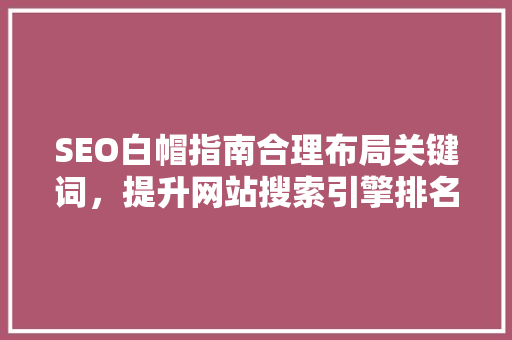 SEO白帽指南合理布局关键词，提升网站搜索引擎排名 网站优化