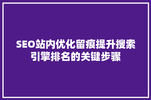 SEO站内优化留痕提升搜索引擎排名的关键步骤