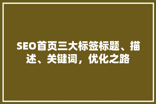 SEO首页三大标签标题、描述、关键词，优化之路 AI技术学习
