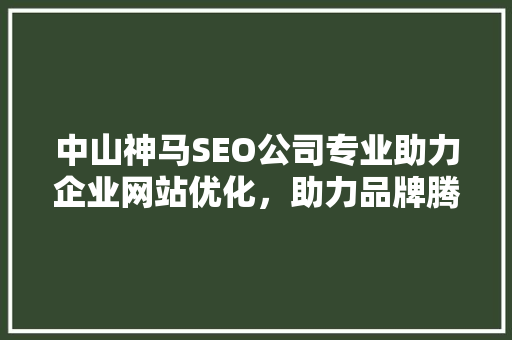 中山神马SEO公司专业助力企业网站优化，助力品牌腾飞