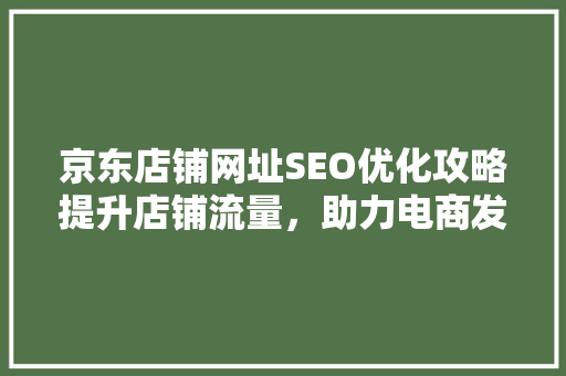 京东店铺网址SEO优化攻略提升店铺流量，助力电商发展