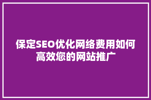 保定SEO优化网络费用如何高效您的网站推广 AI技术学习