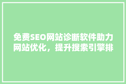 免费SEO网站诊断软件助力网站优化，提升搜索引擎排名