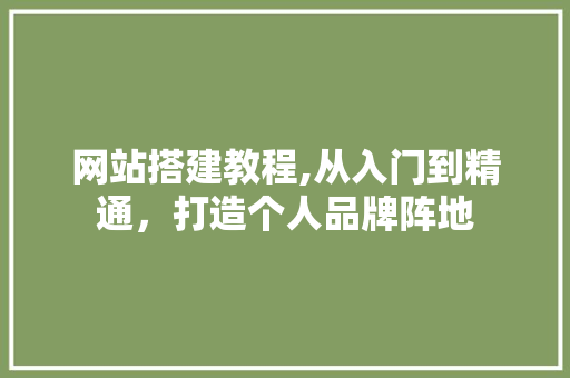 网站搭建教程,从入门到精通，打造个人品牌阵地 网站搭建教程,从入门到精通，打造个人品牌阵地 头条优化