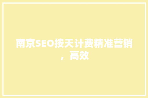 南京SEO按天计费精准营销，高效 小程序开发