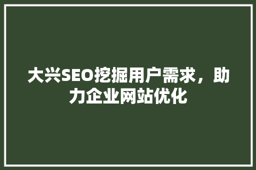 大兴SEO挖掘用户需求，助力企业网站优化