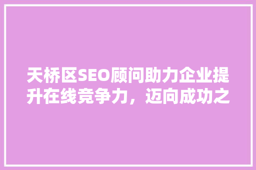 天桥区SEO顾问助力企业提升在线竞争力，迈向成功之路