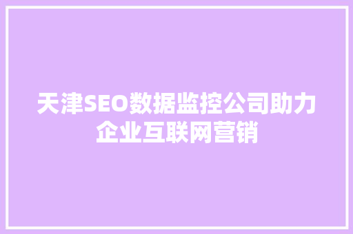 天津SEO数据监控公司助力企业互联网营销