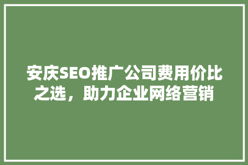 安庆SEO推广公司费用价比之选，助力企业网络营销