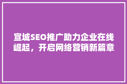 宣城SEO推广助力企业在线崛起，开启网络营销新篇章 小程序开发
