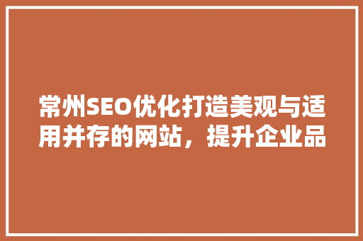 常州SEO优化打造美观与适用并存的网站，提升企业品牌形象 小程序开发