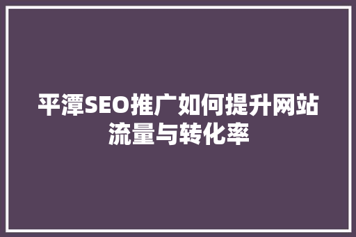 平潭SEO推广如何提升网站流量与转化率 网站开发
