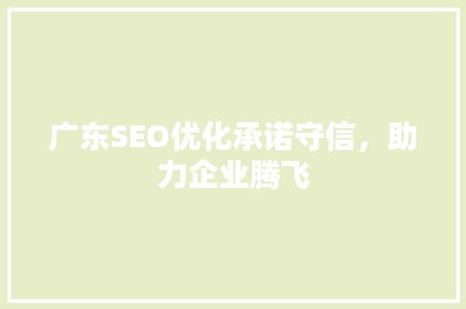 广东SEO优化承诺守信，助力企业腾飞