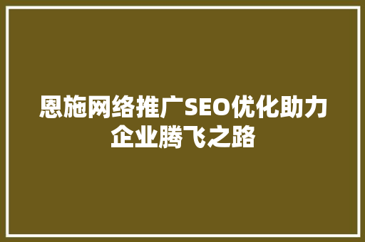 恩施网络推广SEO优化助力企业腾飞之路