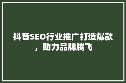 抖音SEO行业推广打造爆款，助力品牌腾飞