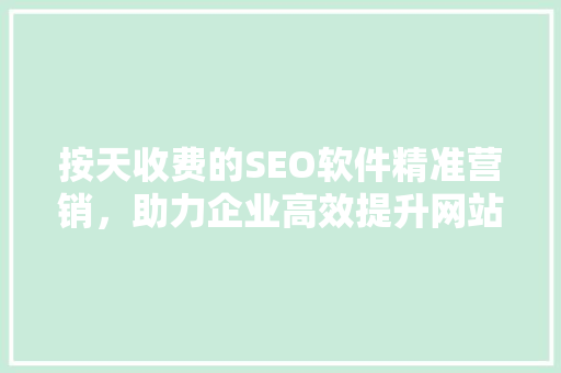按天收费的SEO软件精准营销，助力企业高效提升网站排名