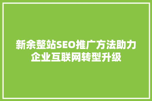 新余整站SEO推广方法助力企业互联网转型升级