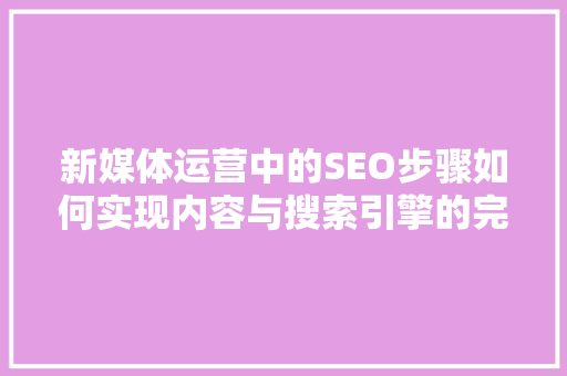 新媒体运营中的SEO步骤如何实现内容与搜索引擎的完美契合 头条优化