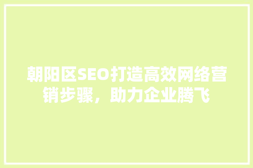朝阳区SEO打造高效网络营销步骤，助力企业腾飞