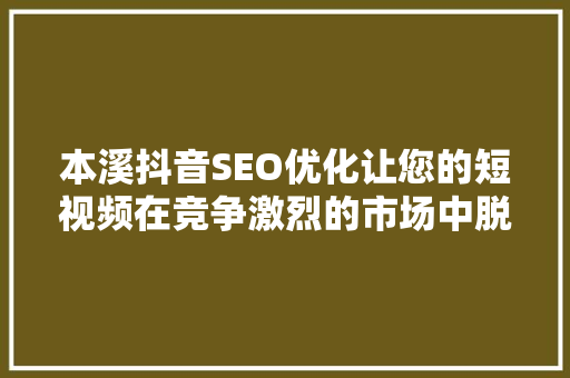 本溪抖音SEO优化让您的短视频在竞争激烈的市场中脱颖而出