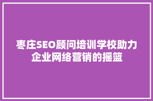枣庄SEO顾问培训学校助力企业网络营销的摇篮