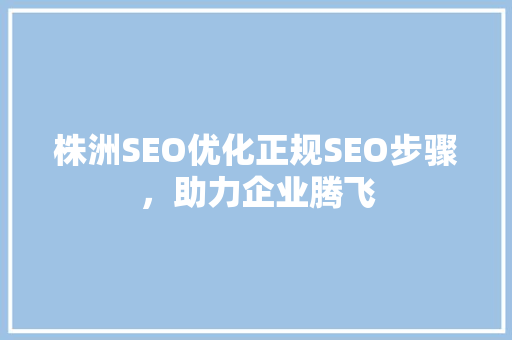 株洲SEO优化正规SEO步骤，助力企业腾飞
