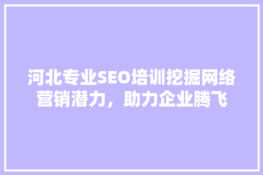 河北专业SEO培训挖掘网络营销潜力，助力企业腾飞