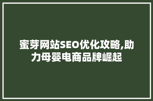 蜜芽网站SEO优化攻略,助力母婴电商品牌崛起 头条优化