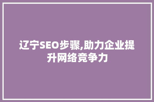 辽宁SEO步骤,助力企业提升网络竞争力