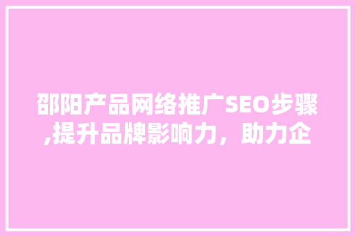 邵阳产品网络推广SEO步骤,提升品牌影响力，助力企业腾飞