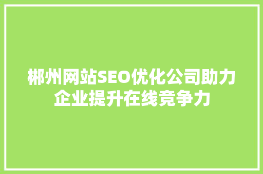 郴州网站SEO优化公司助力企业提升在线竞争力 头条优化