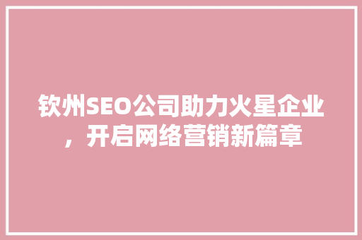 钦州SEO公司助力火星企业，开启网络营销新篇章
