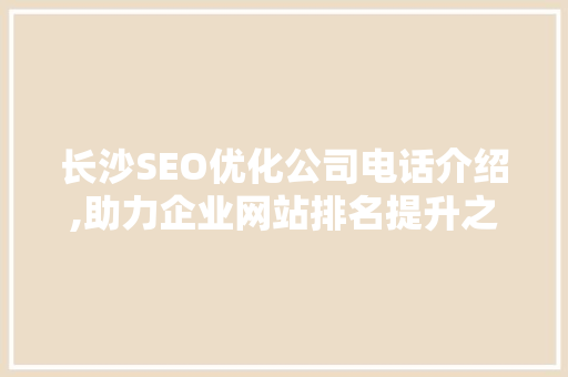 长沙SEO优化公司电话介绍,助力企业网站排名提升之路