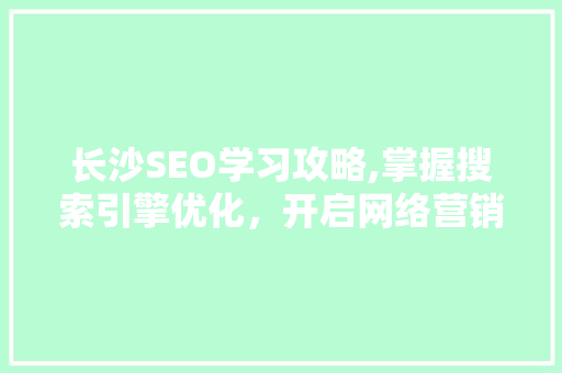 长沙SEO学习攻略,掌握搜索引擎优化，开启网络营销新篇章