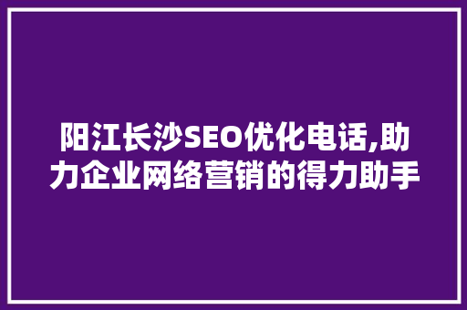 阳江长沙SEO优化电话,助力企业网络营销的得力助手
