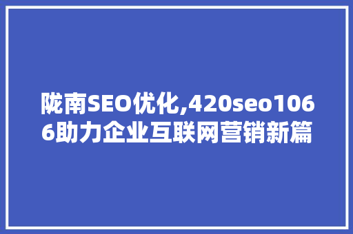 陇南SEO优化,420seo1066助力企业互联网营销新篇章